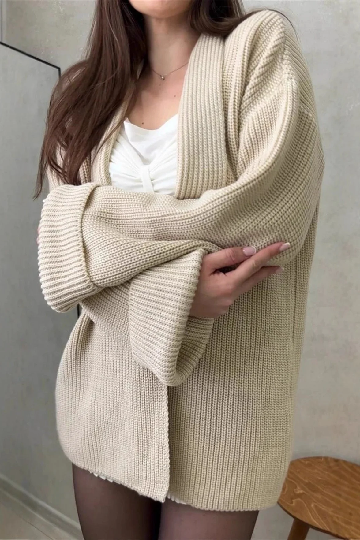 Relaxed Cozy Tie Waist Knit Cardigan - Image 8