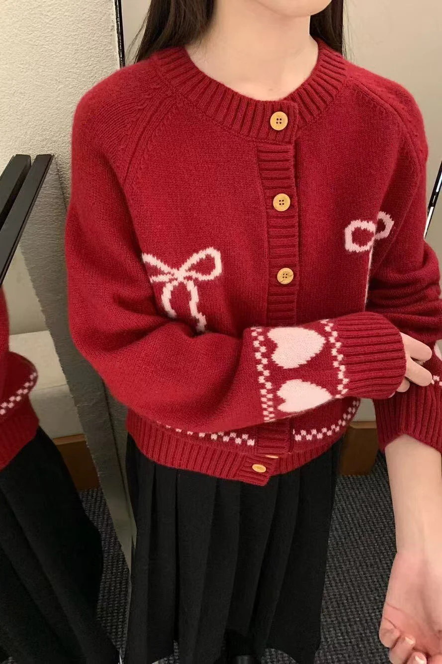Relaxed Fit Bow Front Cardigan - Image 3