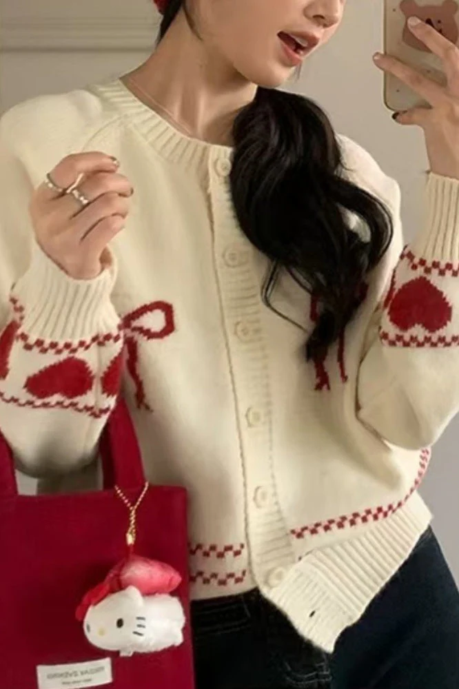 Relaxed Fit Bow Front Cardigan - Image 7
