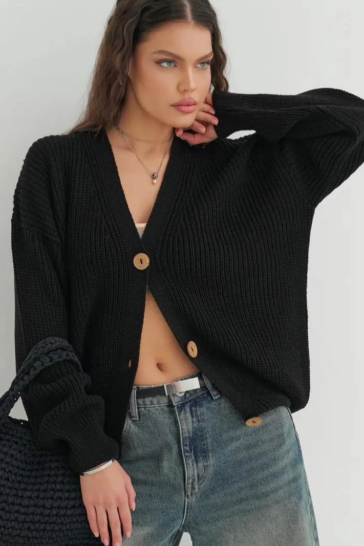Relaxed Fit Solid Color Cardigan - Image 10
