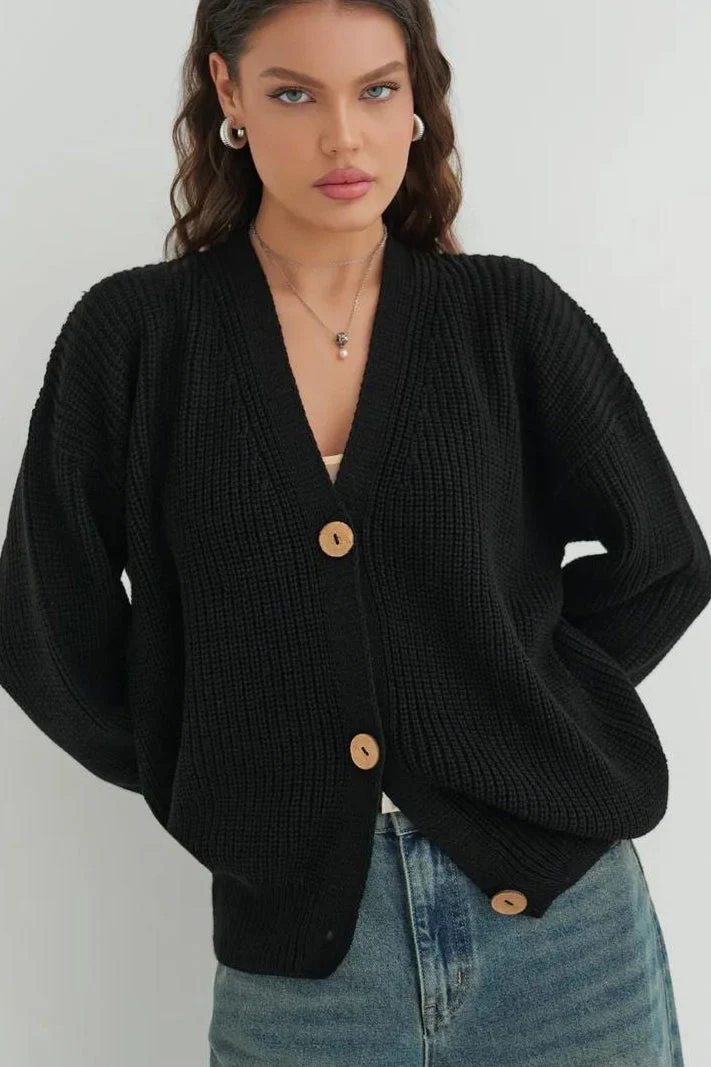 Relaxed Fit Solid Color Cardigan - Image 11
