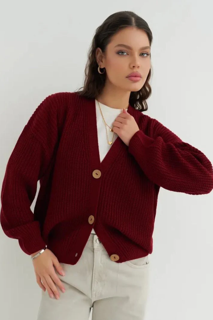 Relaxed Fit Solid Color Cardigan - Image 2