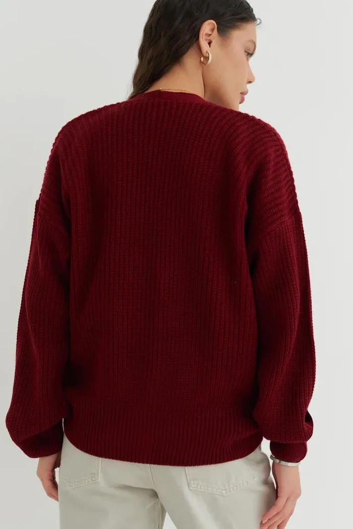 Relaxed Fit Solid Color Cardigan - Image 3
