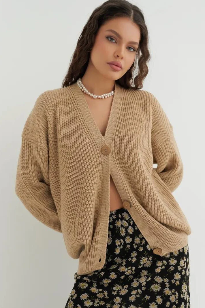 Relaxed Fit Solid Color Cardigan - Image 4