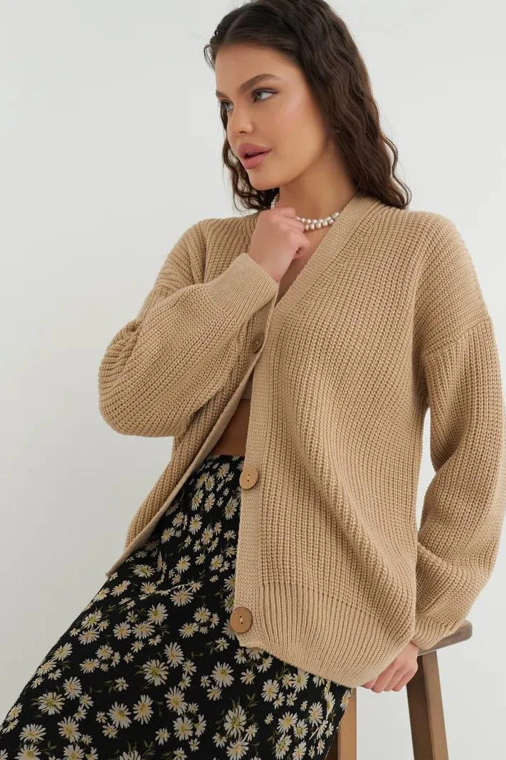 Relaxed Fit Solid Color Cardigan - Image 5