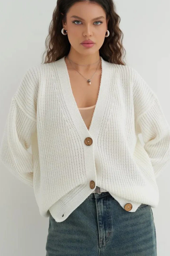 Relaxed Fit Solid Color Cardigan - Image 7