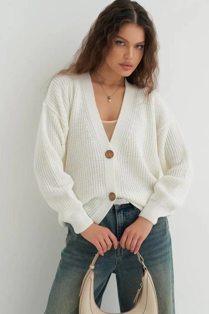 Relaxed Fit Solid Color Cardigan - Image 8