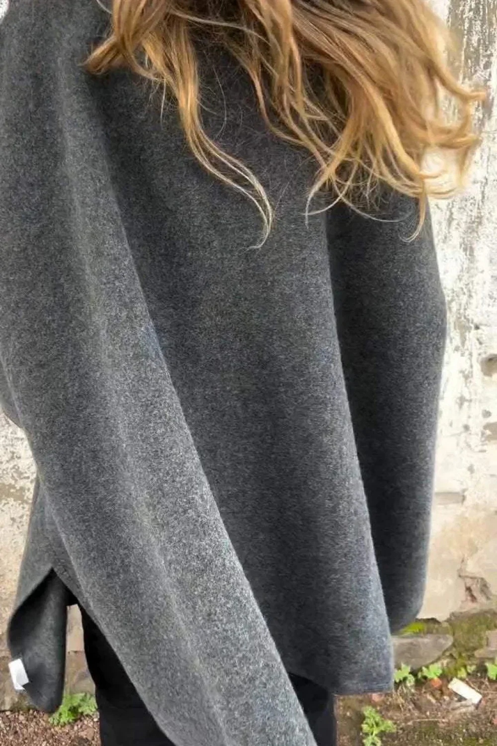 Relaxed Long Sleeve Wide Lapel Fur Collar Cape Overcoat - Image 6