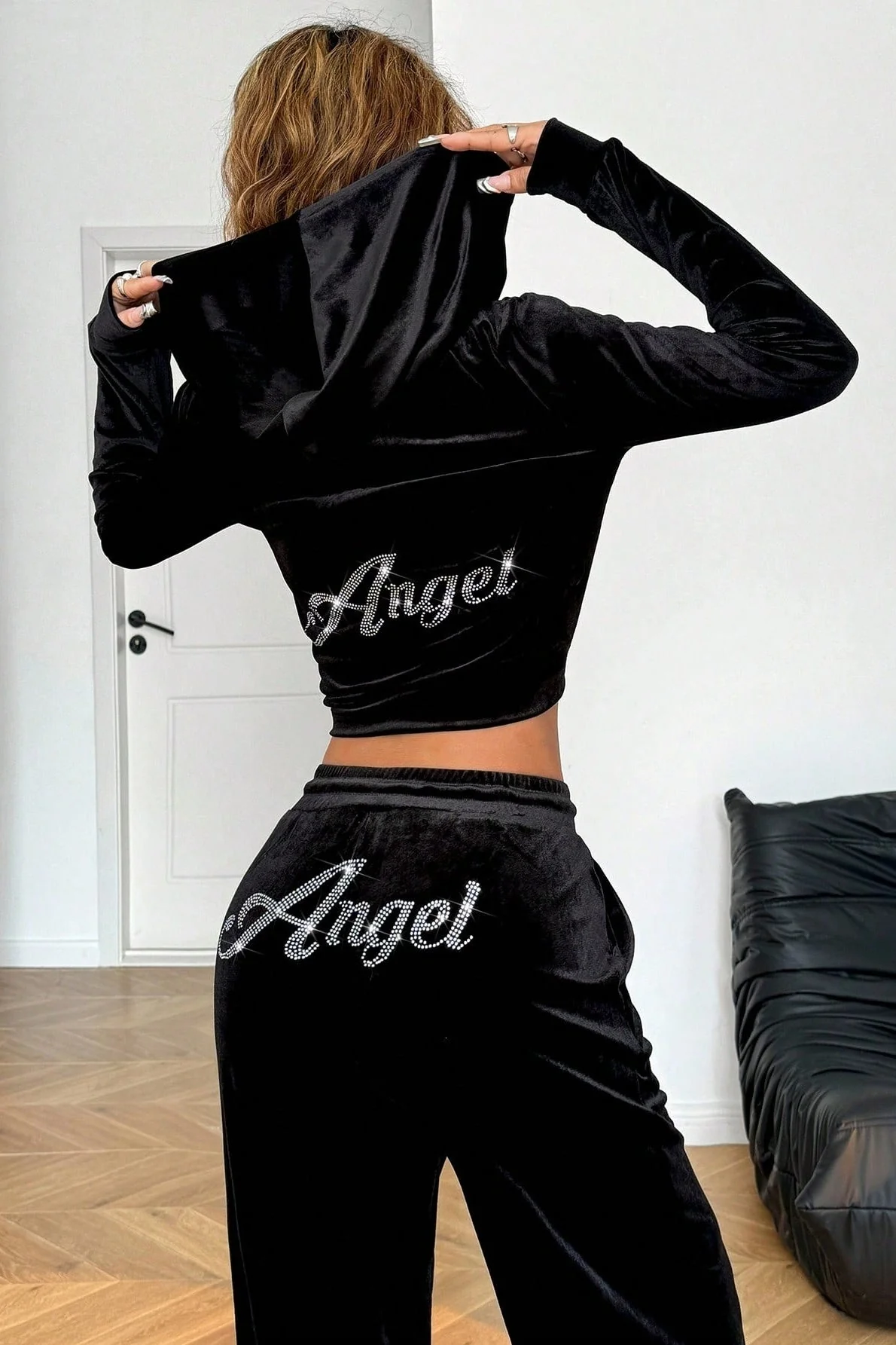 Relaxed Solid Crystal Crop Two Piece Set - Image 2