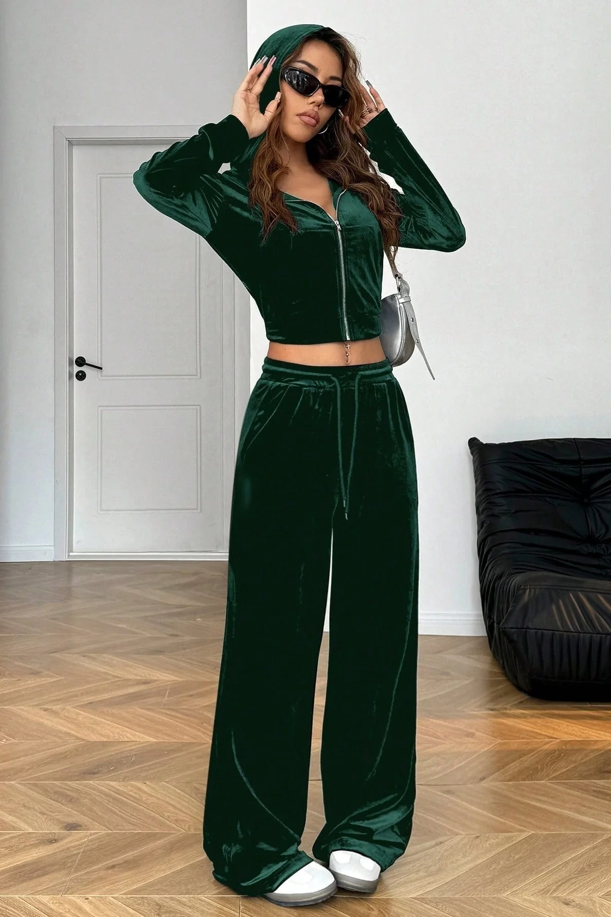 Relaxed Solid Crystal Crop Two Piece Set - Image 5