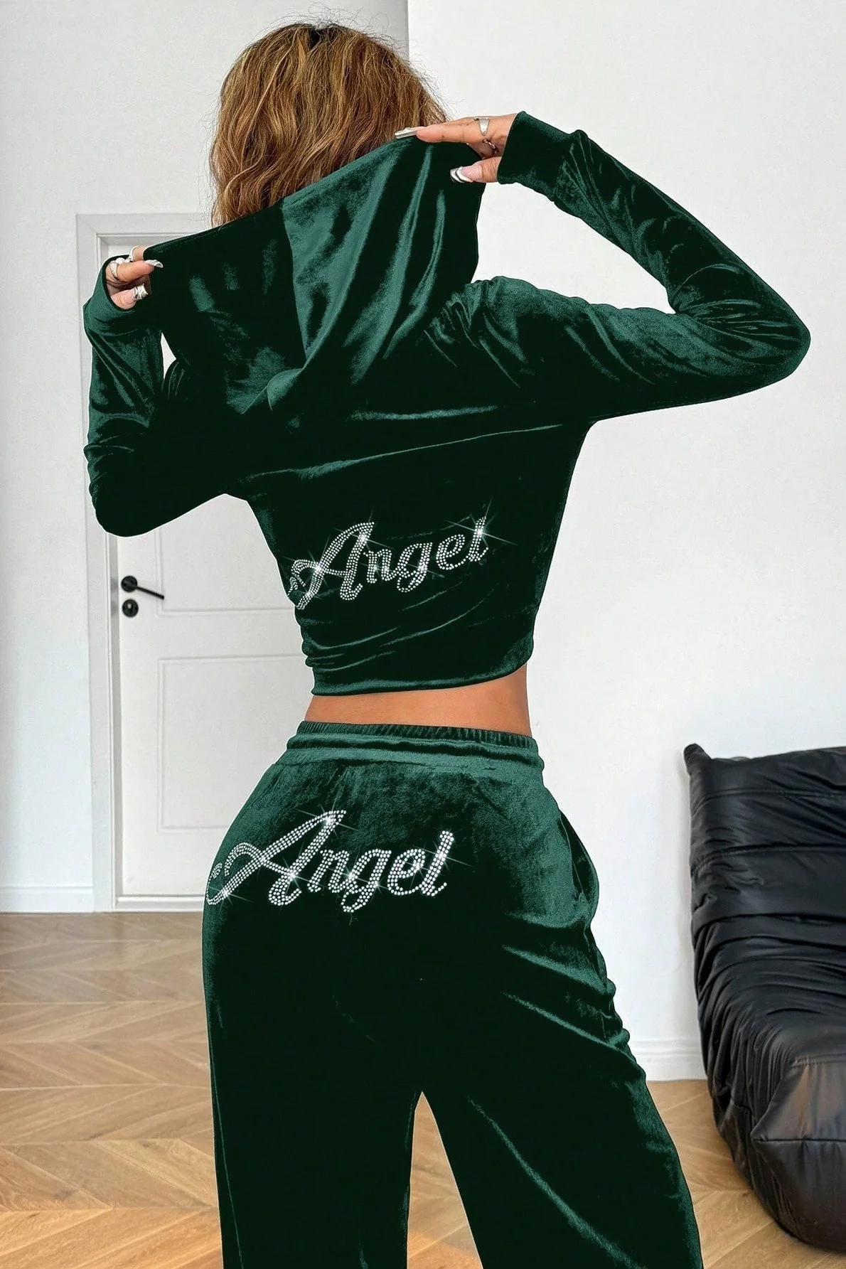 Relaxed Solid Crystal Crop Two Piece Set - Image 7