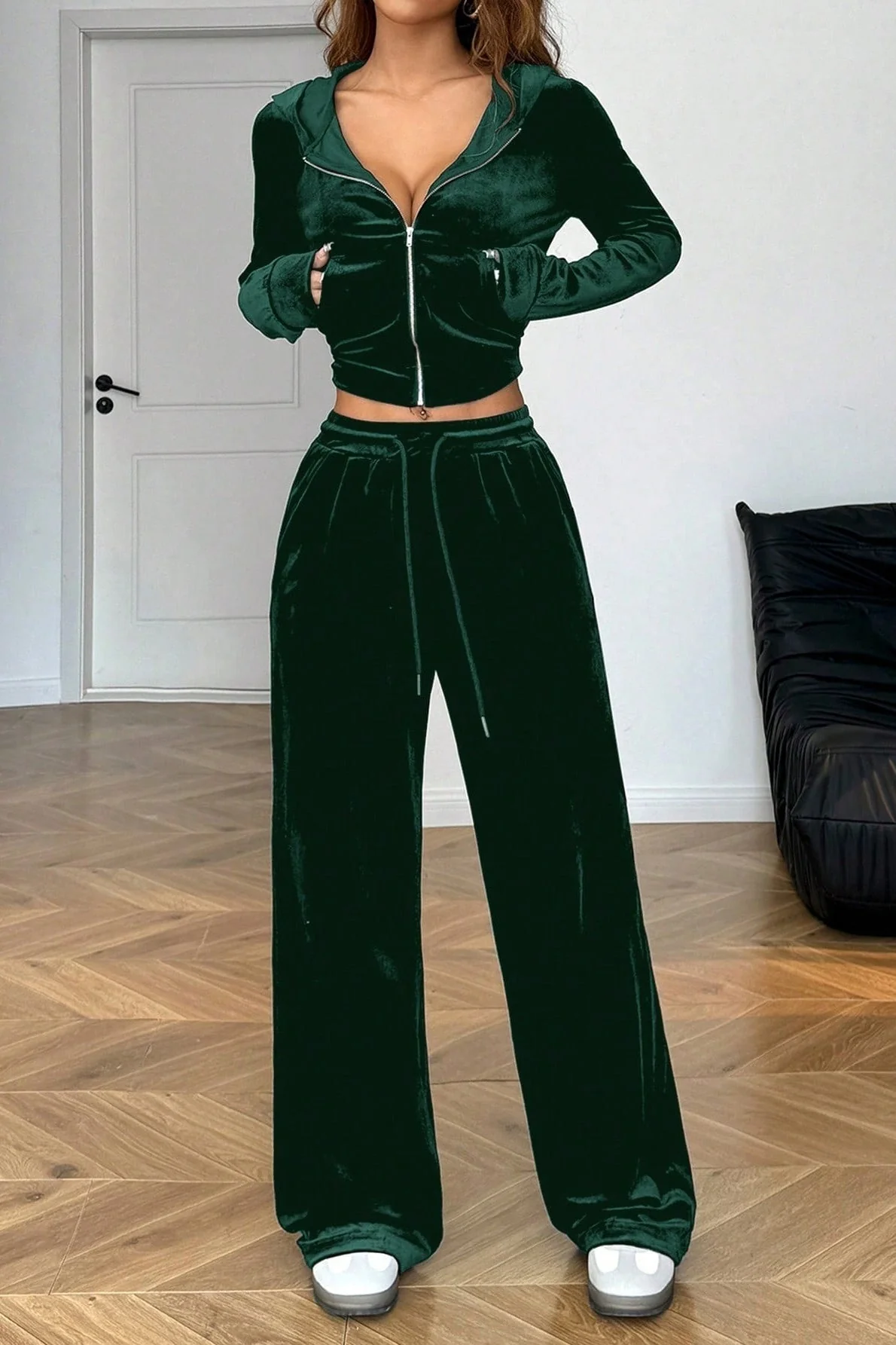 Relaxed Solid Crystal Crop Two Piece Set - Image 8