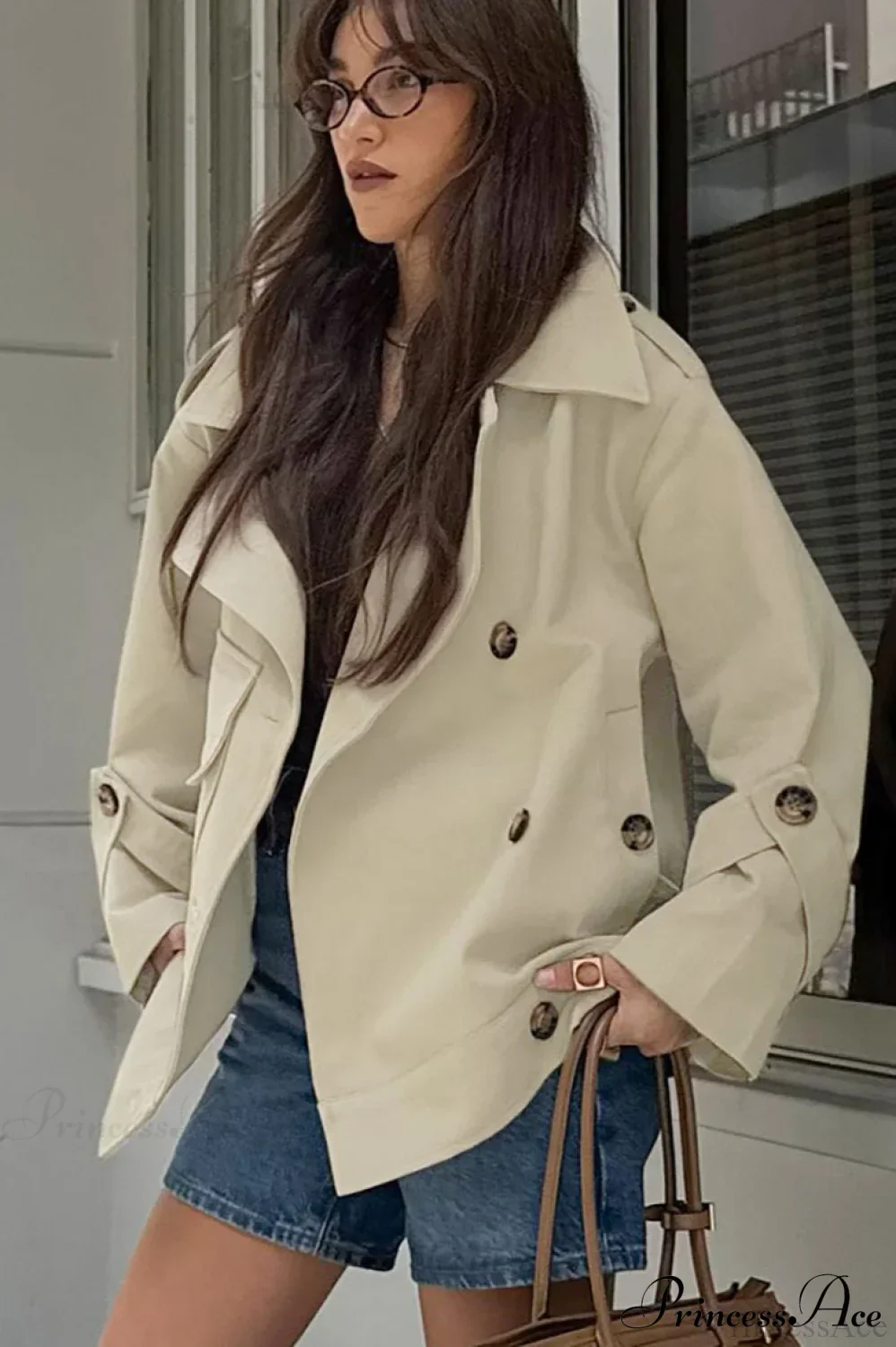 Retro British Tied Long Sleeve Trench Coat - Image 2