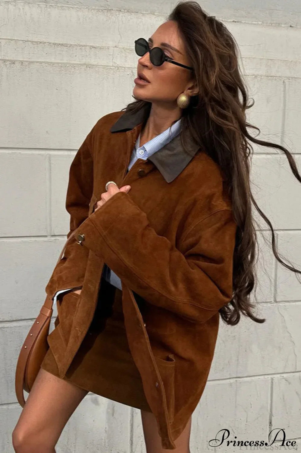 Retro Brown Suede Leather Casual Jacket - Image 2