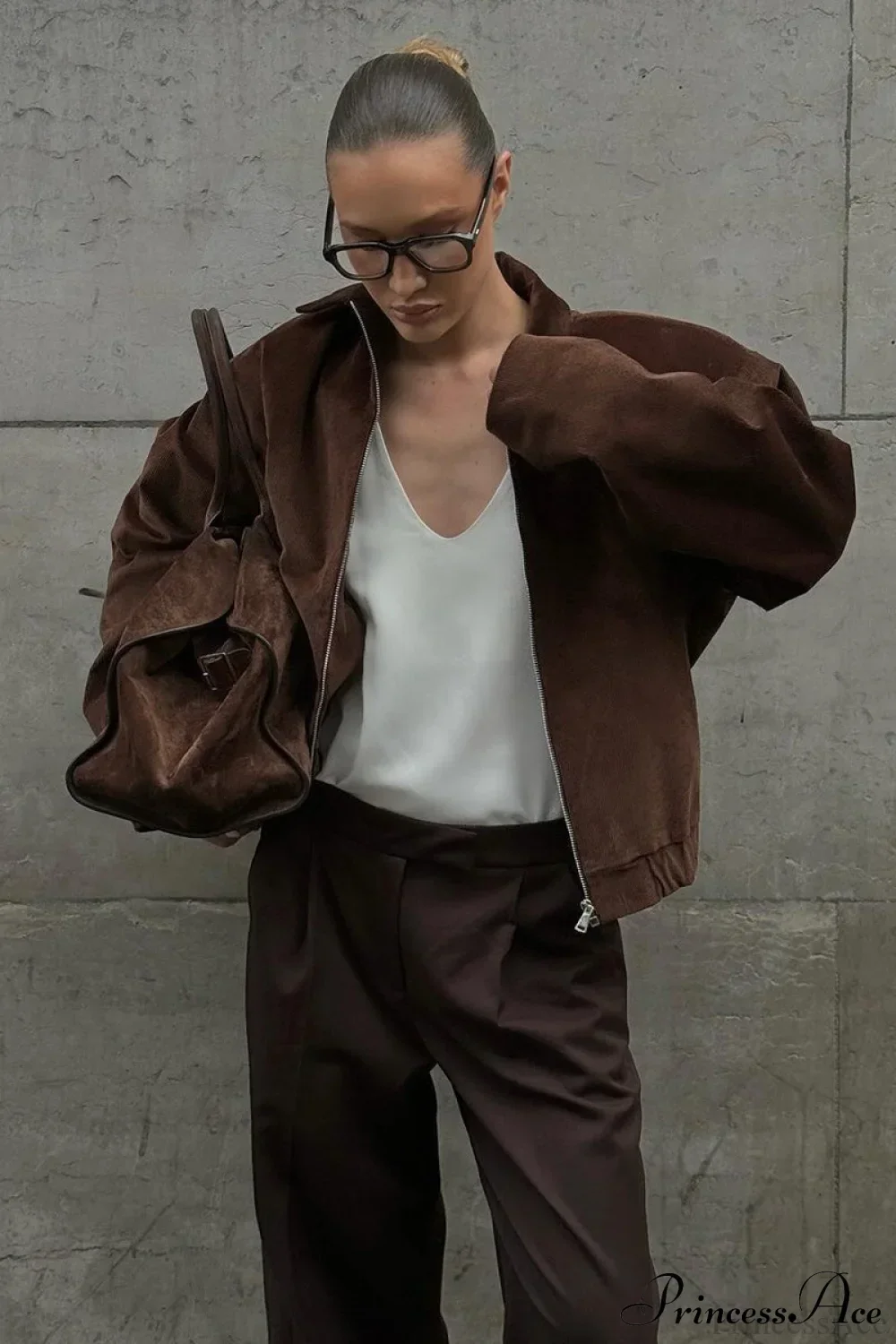 Retro Coffee Cotton Corduroy Zip Jacket - Image 2