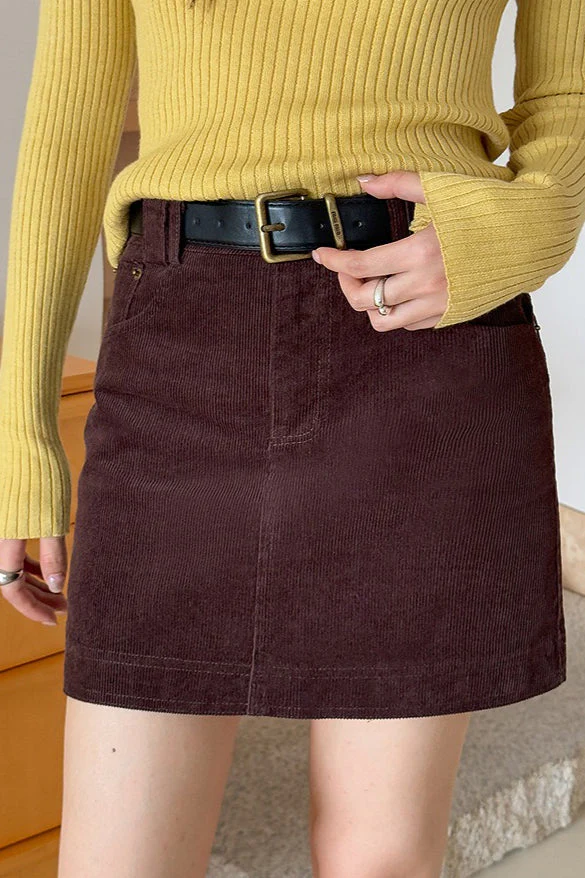 Retro Corduroy A-Line Skirt - Image 10