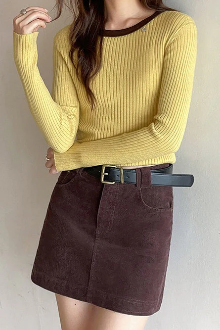 Retro Corduroy A-Line Skirt - Image 11