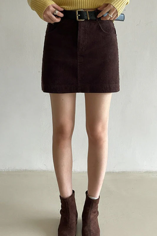 Retro Corduroy A-Line Skirt - Image 12