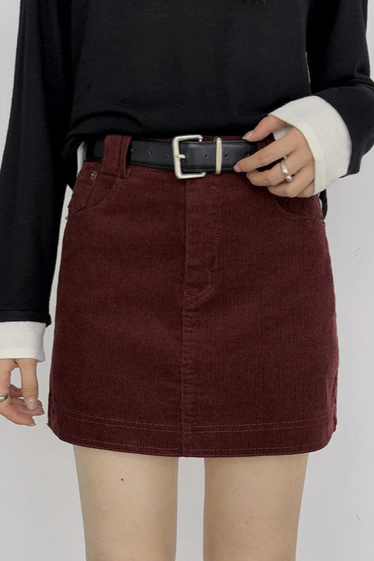 Retro Corduroy A-Line Skirt - Image 2