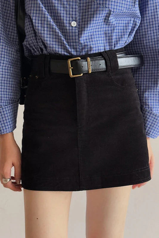 Retro Corduroy A-Line Skirt - Image 5