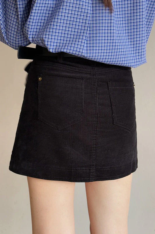 Retro Corduroy A-Line Skirt - Image 6