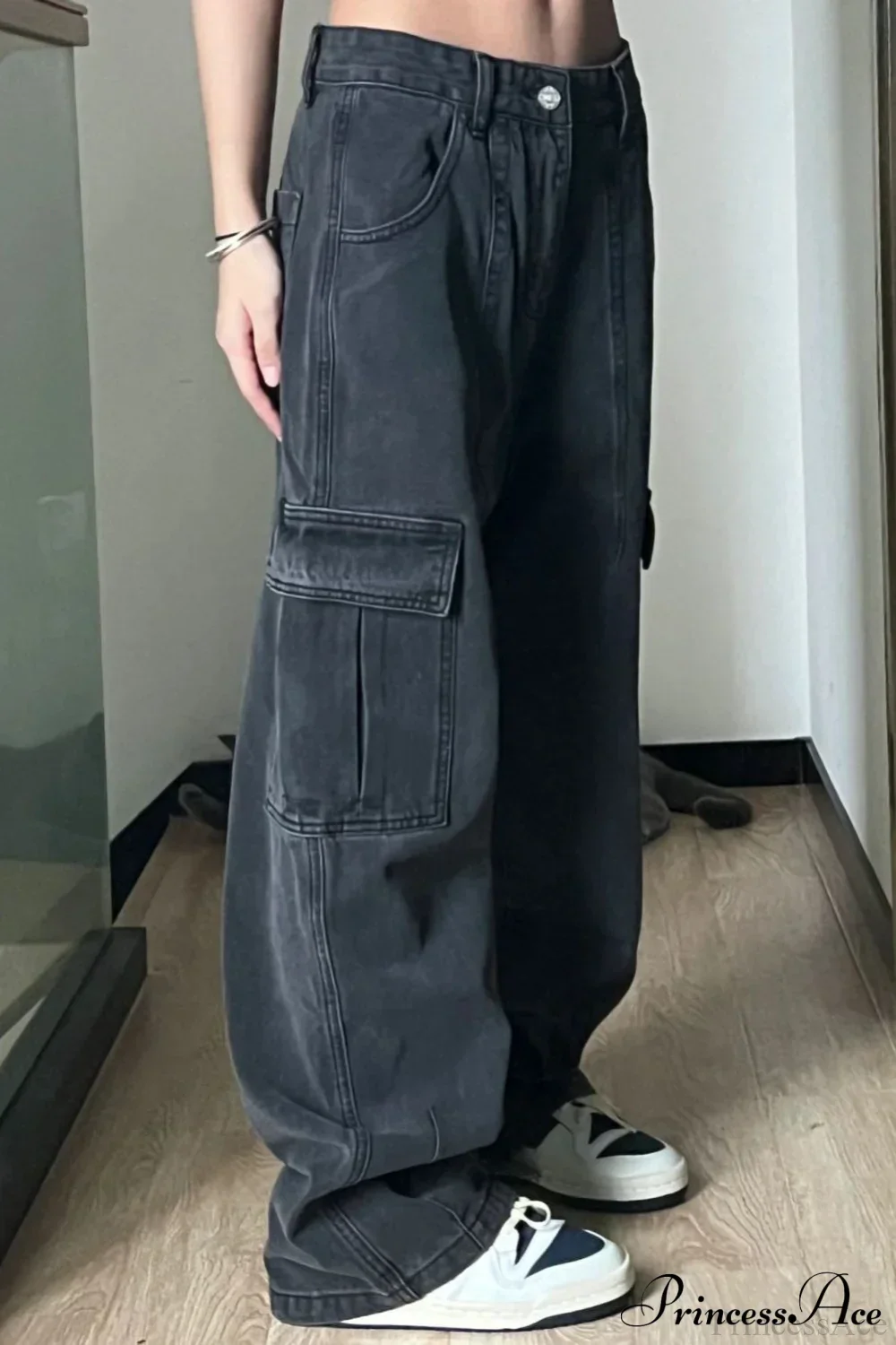 Retro Denim Multi Pocket Cargo Pants - Image 2