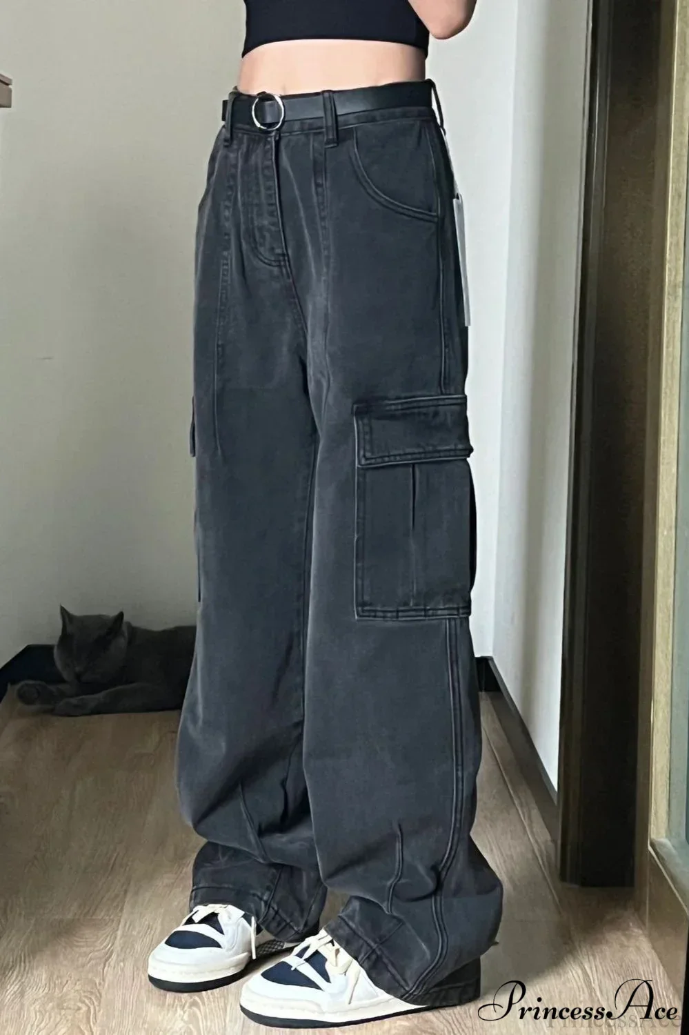 Retro Denim Multi Pocket Cargo Pants - Image 3