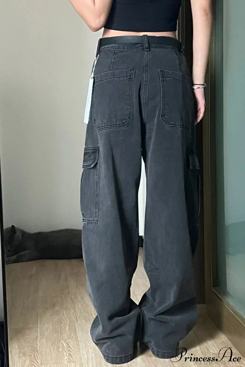 Retro Denim Multi Pocket Cargo Pants - Image 4