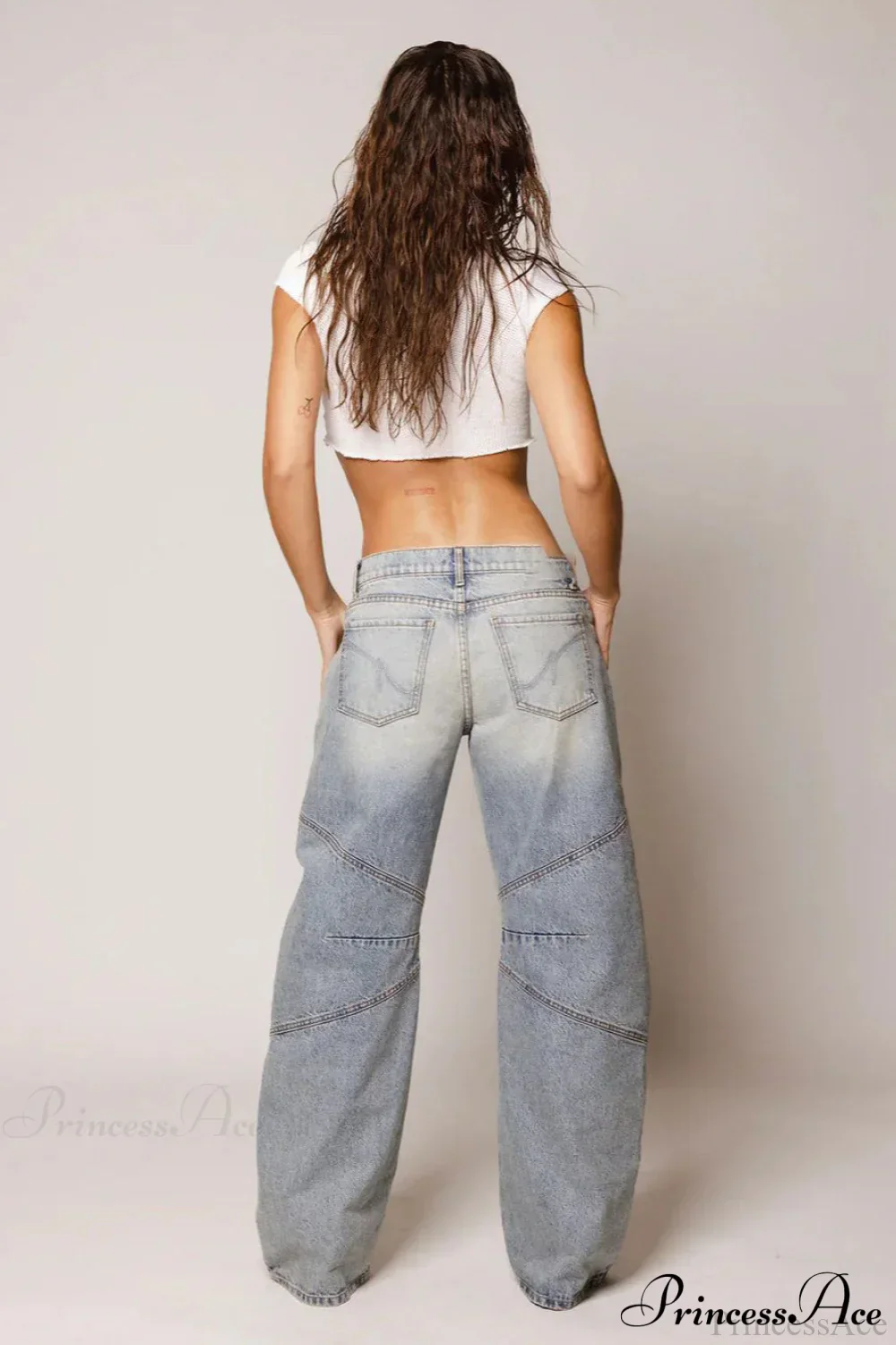 Retro Distressed Deconstructed Wide Leg Jeans - Image 3