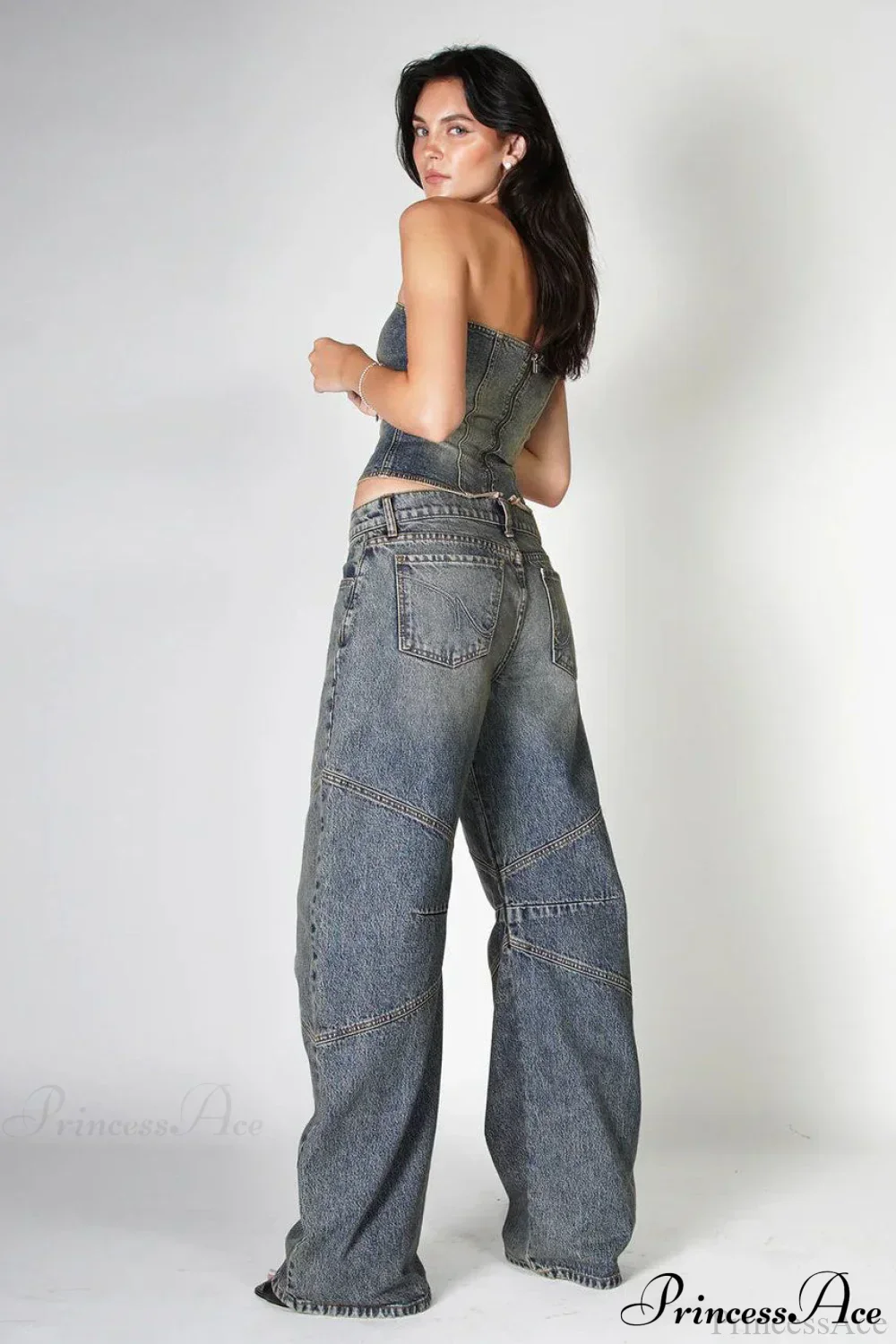 Retro Distressed Deconstructed Wide Leg Jeans - Image 5