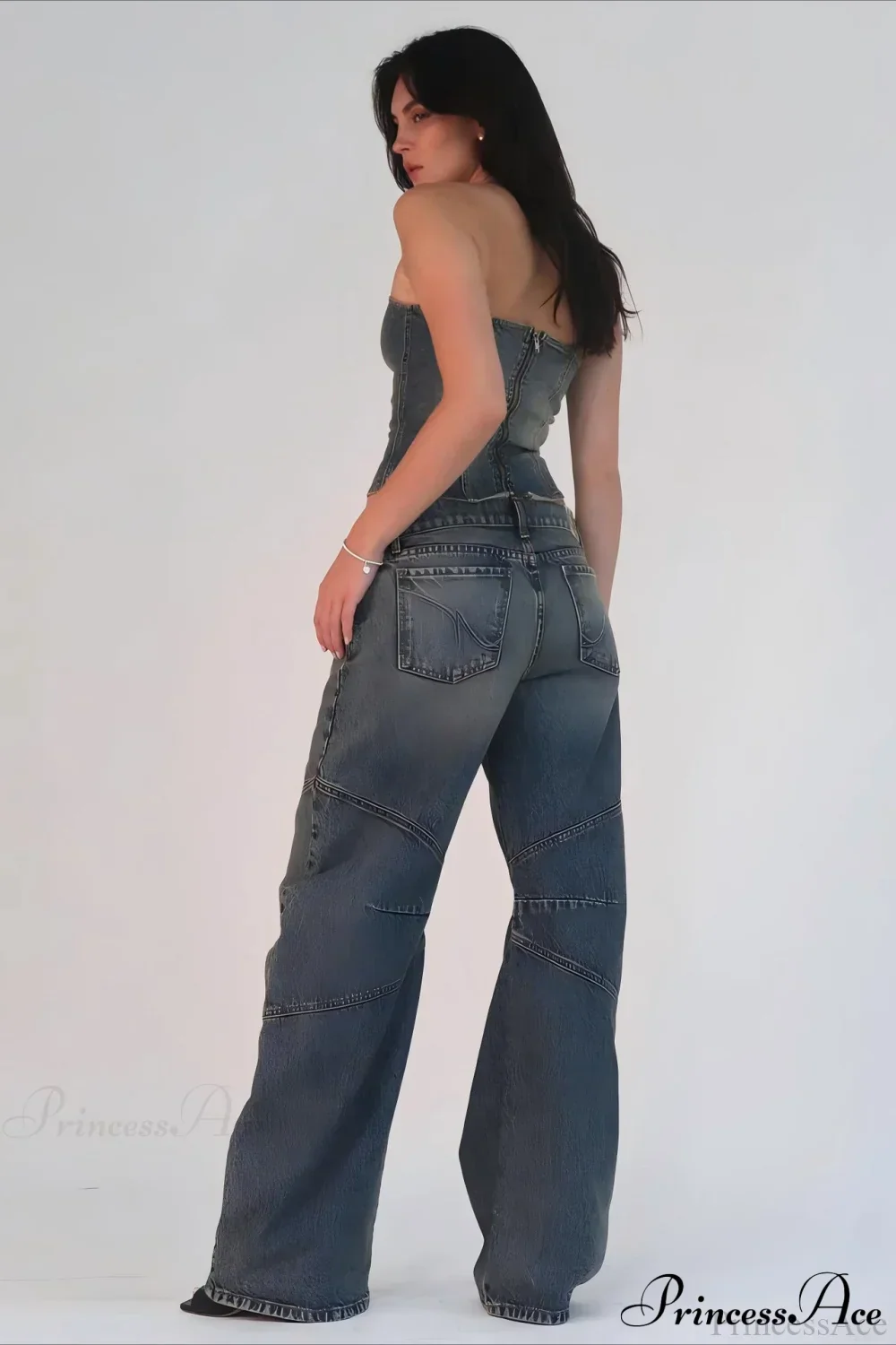 Retro Distressed Deconstructed Wide Leg Jeans - Image 6