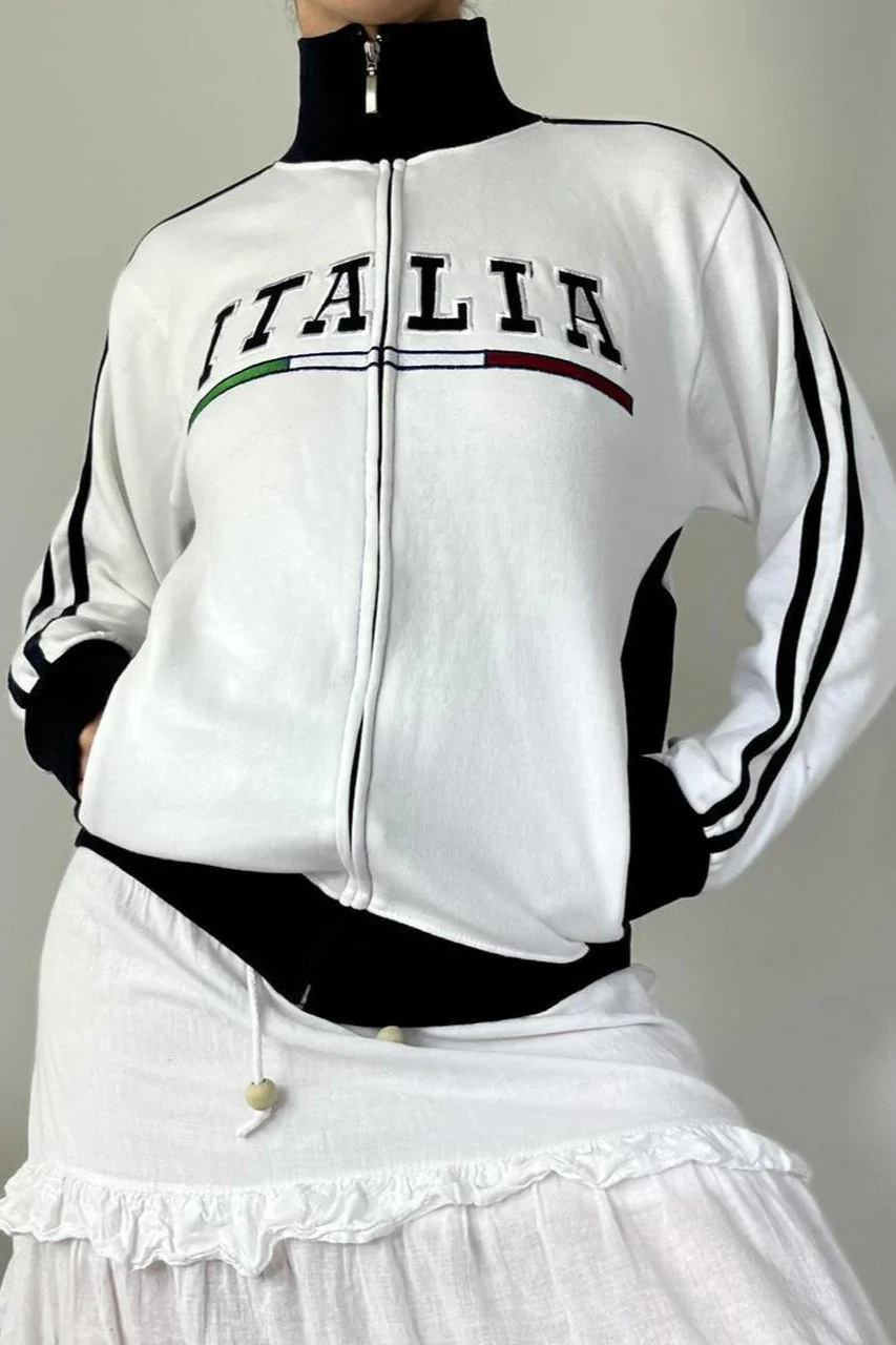 Retro Embroidered Zip Y2k Gothic Sweatshirt - Image 4