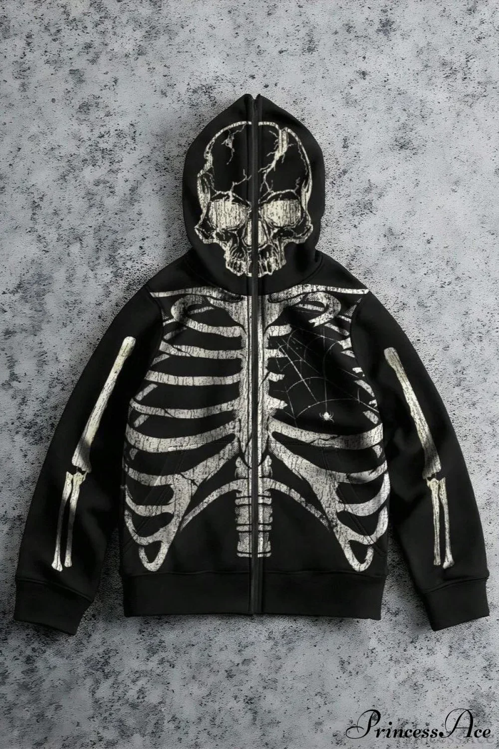 Retro Harajuku Skull Print Hoodie - Image 2