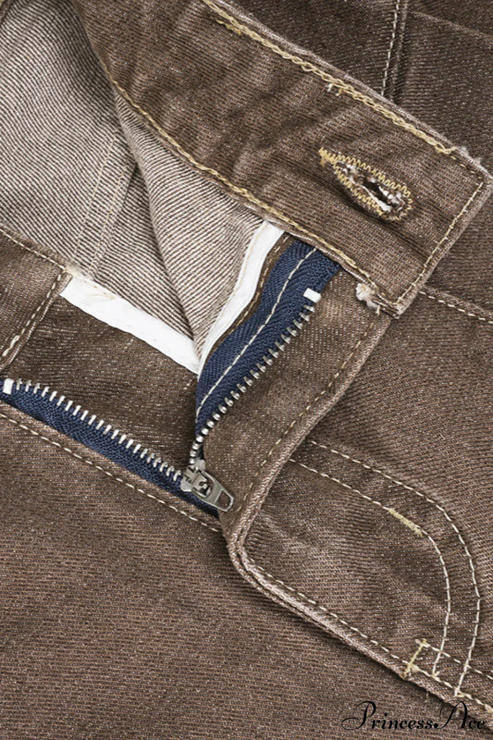Retro Maillard Distressed Wide Leg Floor Jeans - Image 3