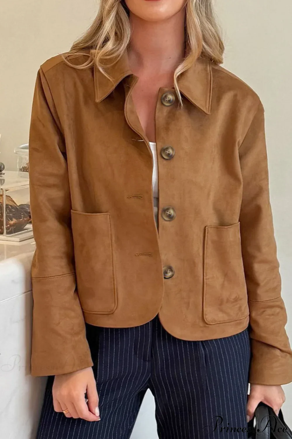 Retro Old Money Suede Coat - Image 4
