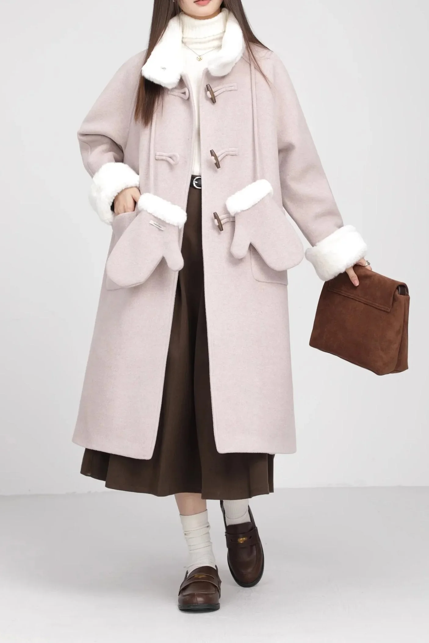 Retro Patchwork Horn Button Overcoat - Image 6
