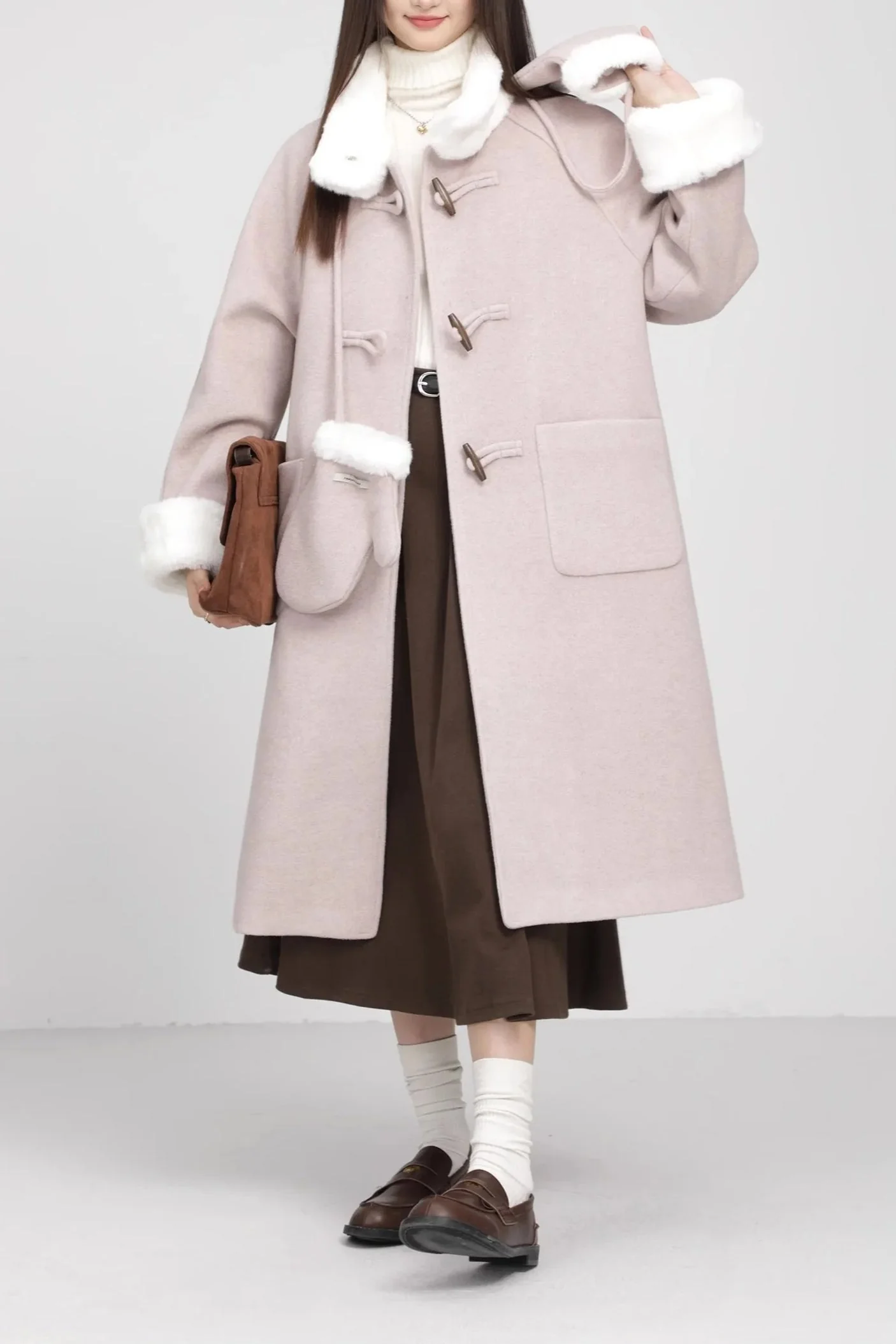 Retro Patchwork Horn Button Overcoat - Image 7