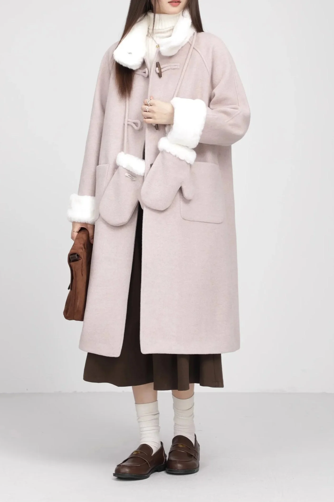 Retro Patchwork Horn Button Overcoat - Image 9