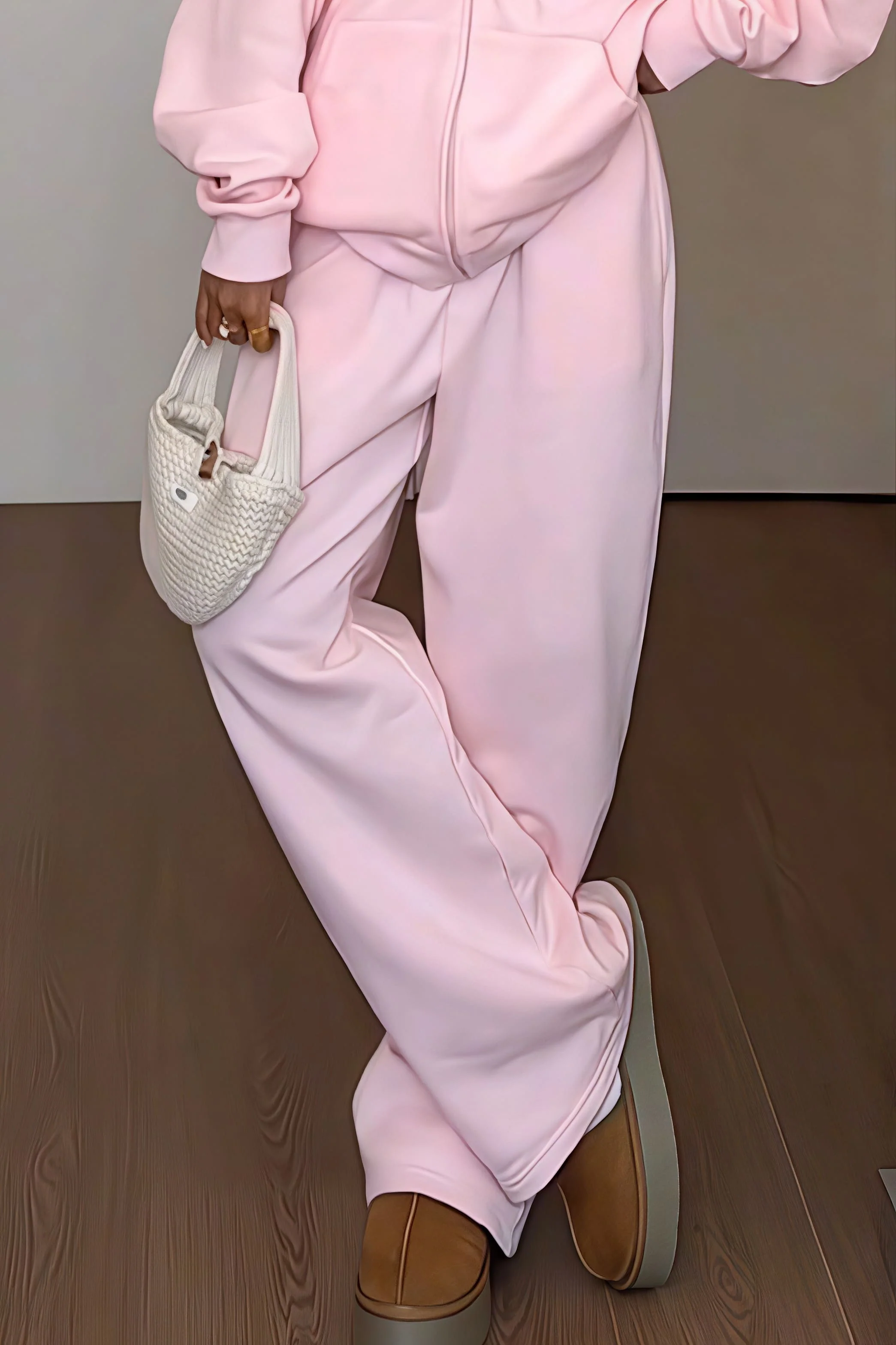 Retro Pink Relaxed Wide Leg Casual Pants - Image 2