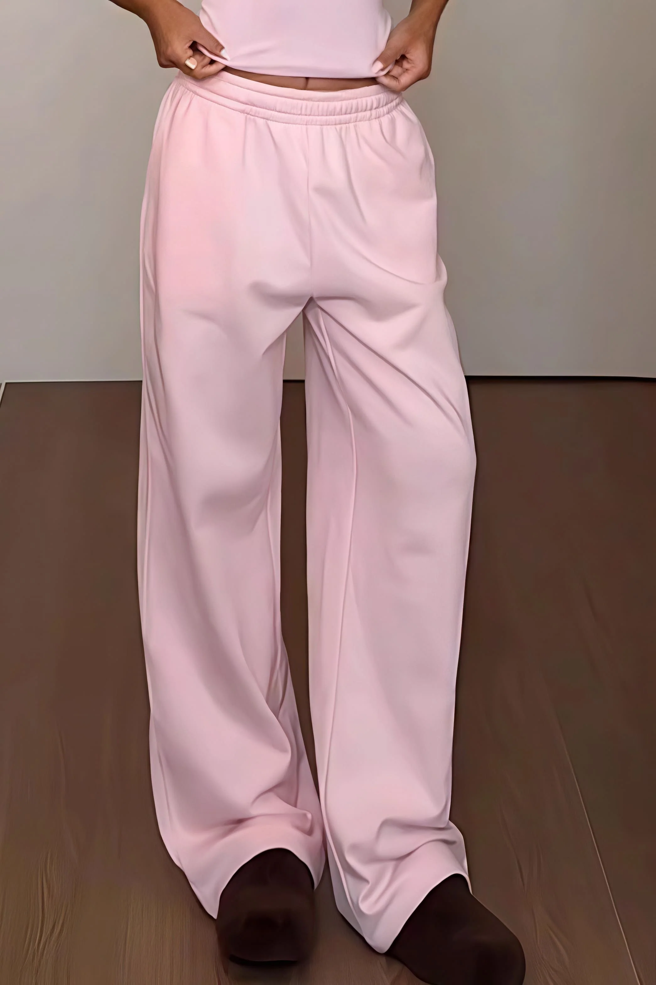 Retro Pink Relaxed Wide Leg Casual Pants - Image 3