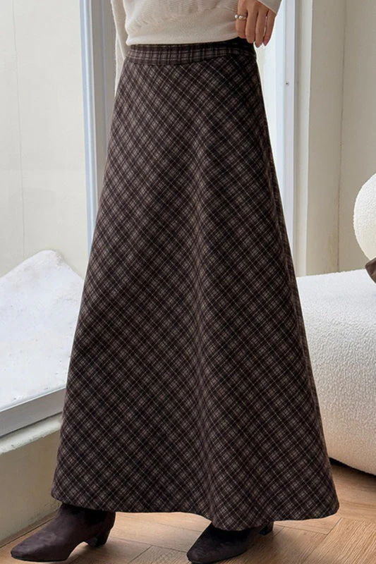 Retro Plaid High-Waist Skirt - Image 4