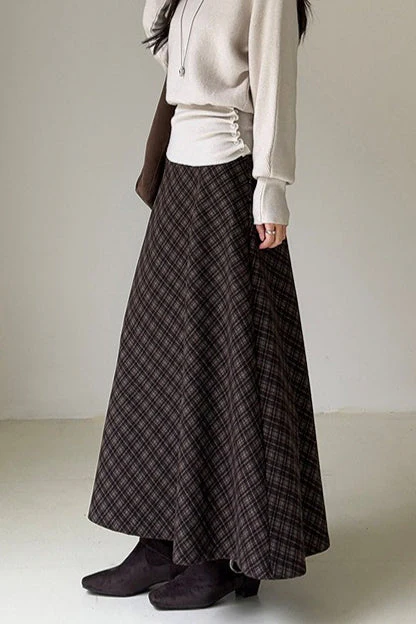 Retro Plaid High-Waist Skirt - Image 6