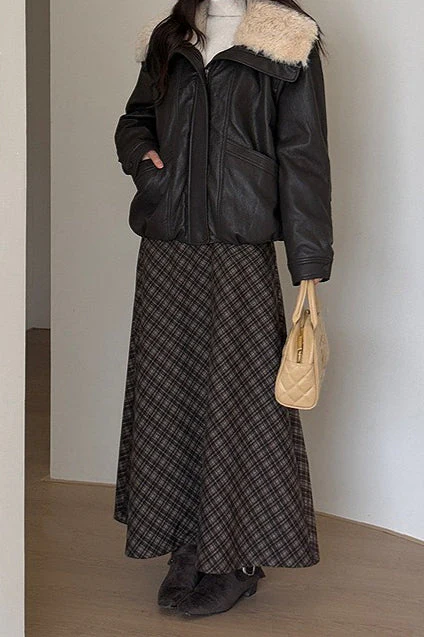 Retro Plaid High-Waist Skirt - Image 7