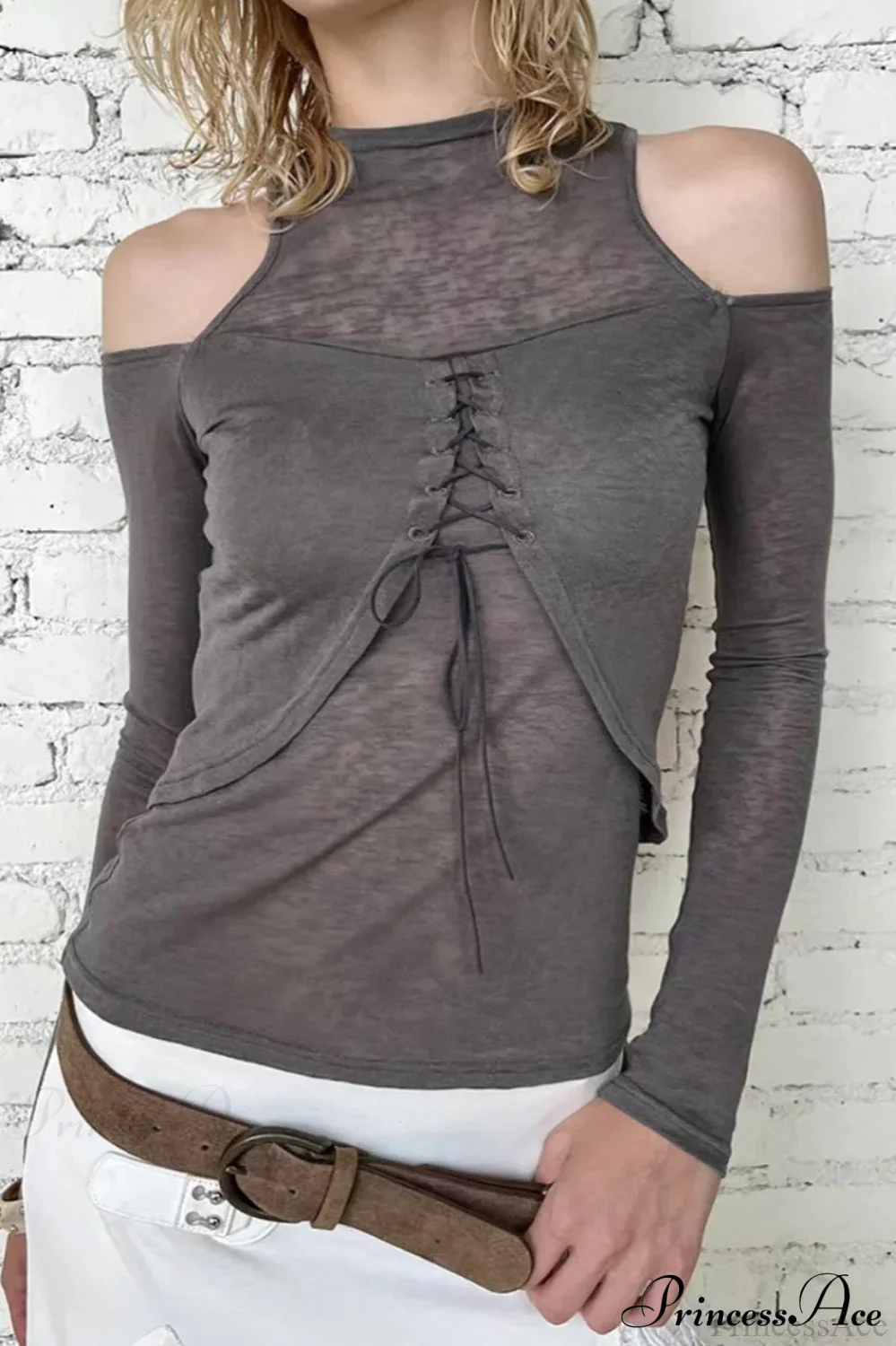 Retro Streetwear Off-Shoulder Turtleneck Long-Sleeve Knit Top - Image 2