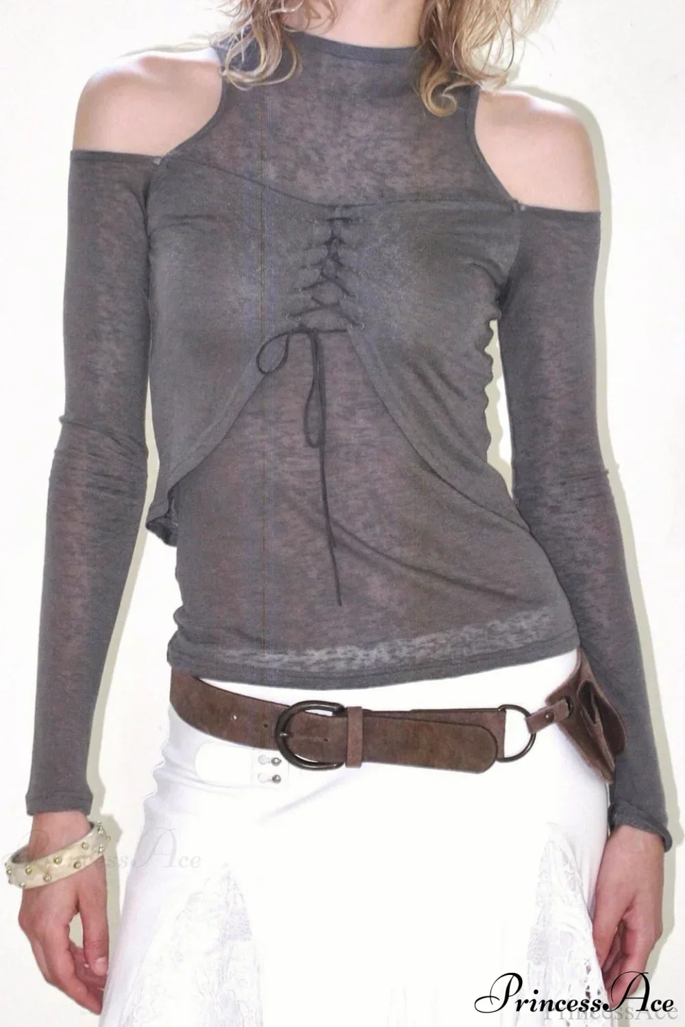 Retro Streetwear Off-Shoulder Turtleneck Long-Sleeve Knit Top - Image 3