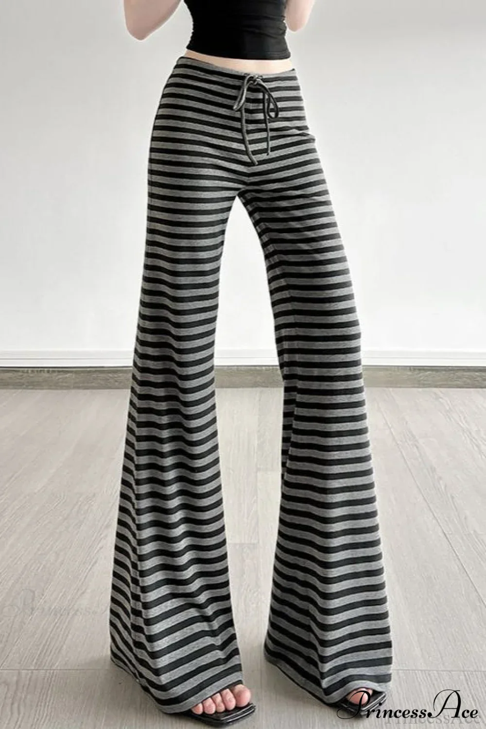 Retro Striped Bootcut Knit Pants - Image 2