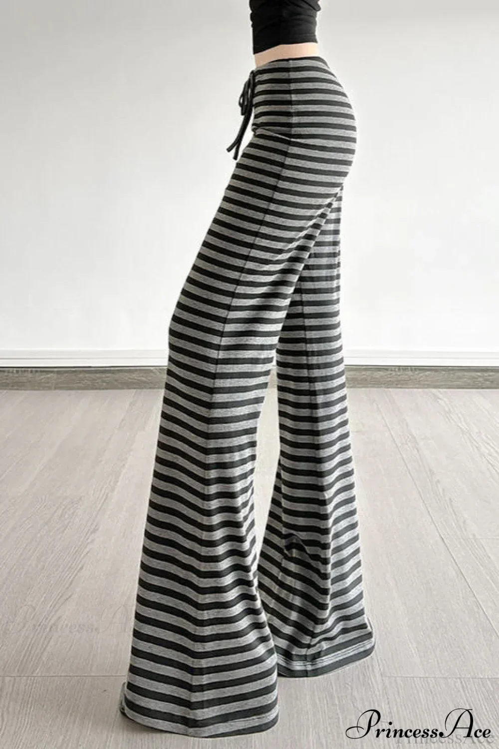 Retro Striped Bootcut Knit Pants - Image 3