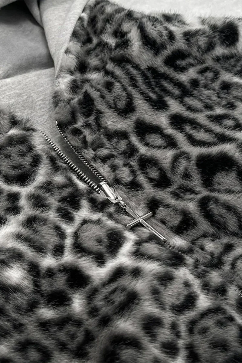 Reversible Vintage Leopard Zipper Hoodie - Image 3
