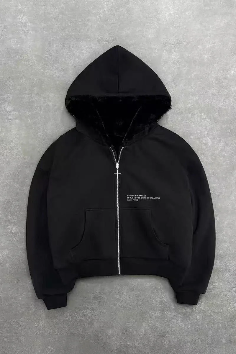 Reversible Vintage Leopard Zipper Hoodie - Image 5
