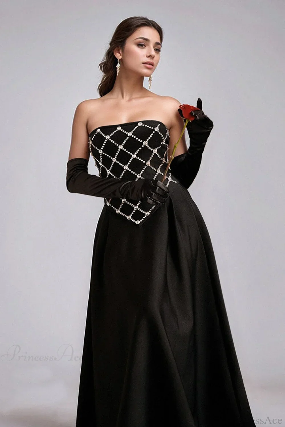Rhinestone Beaded Off-the-Shoulder Fitted Bodycon Evening Dress - Image 5